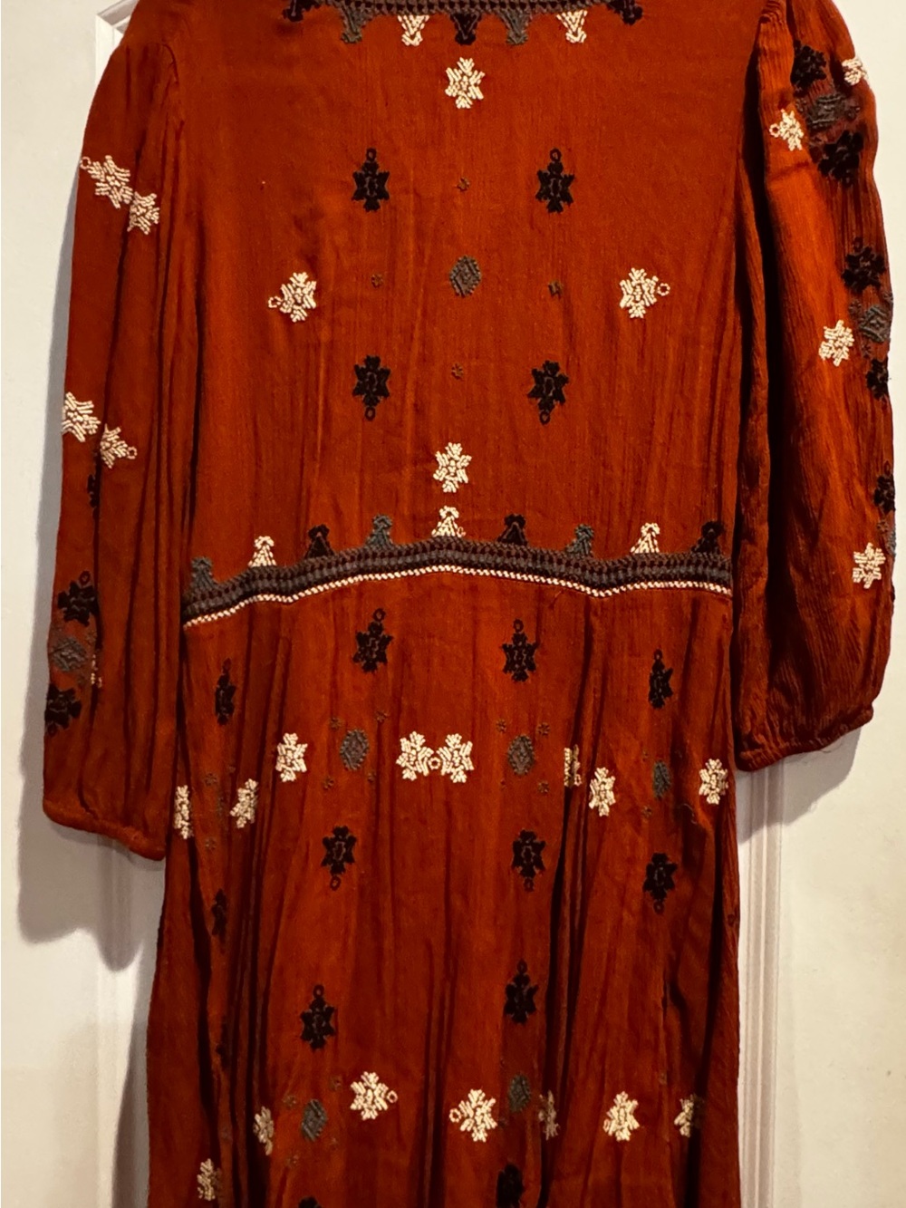 Free People Rust Embroidered Boho Mini Dress Size Small - Picture 2 of 13